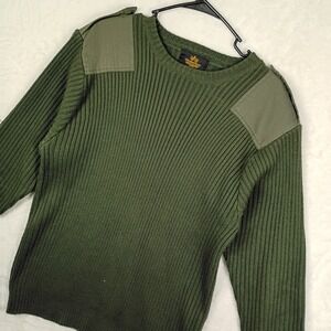 Alpha Industries Commando Sweater Mens M Green Ribbed Knit Military Army Gorp